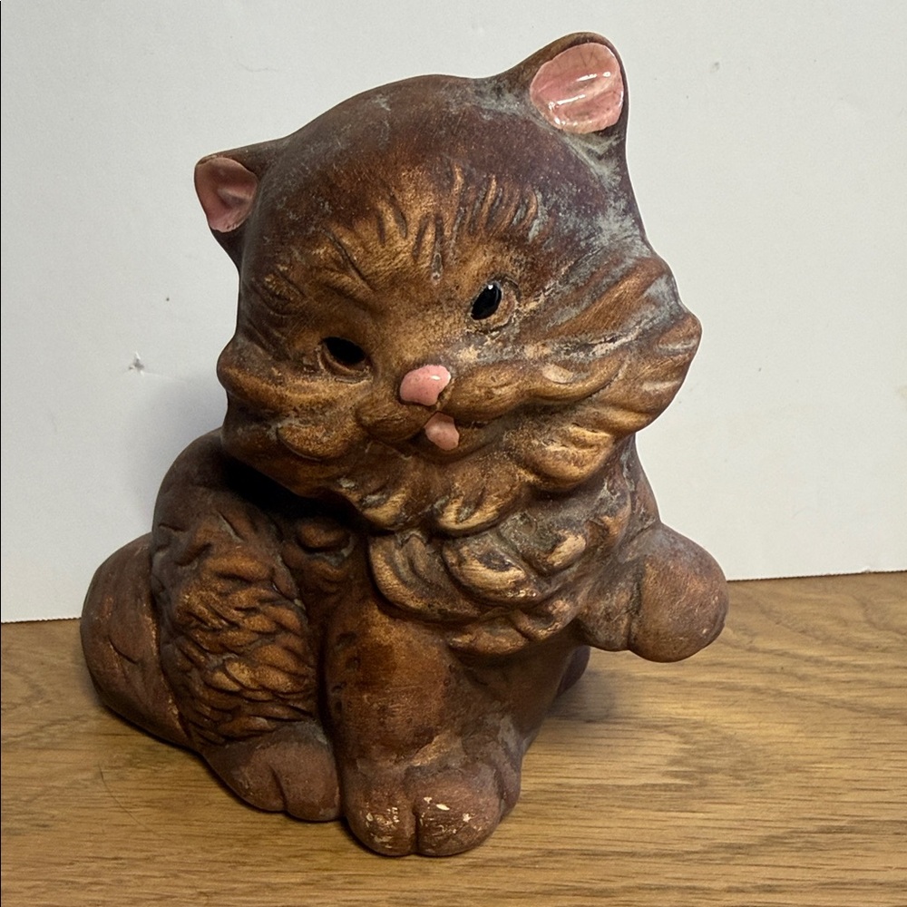 Vintage Persian Planter Charming Brown Cat Figurine 5.5”T x 6”L